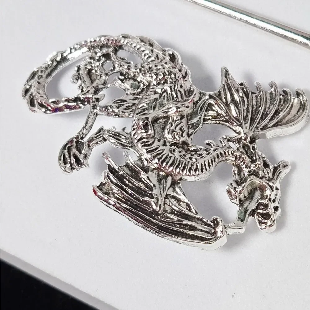 Silver Wyvern Dragon Celtic Knot Hair Pin Nordic Viking Stick Barrette Bun Clip